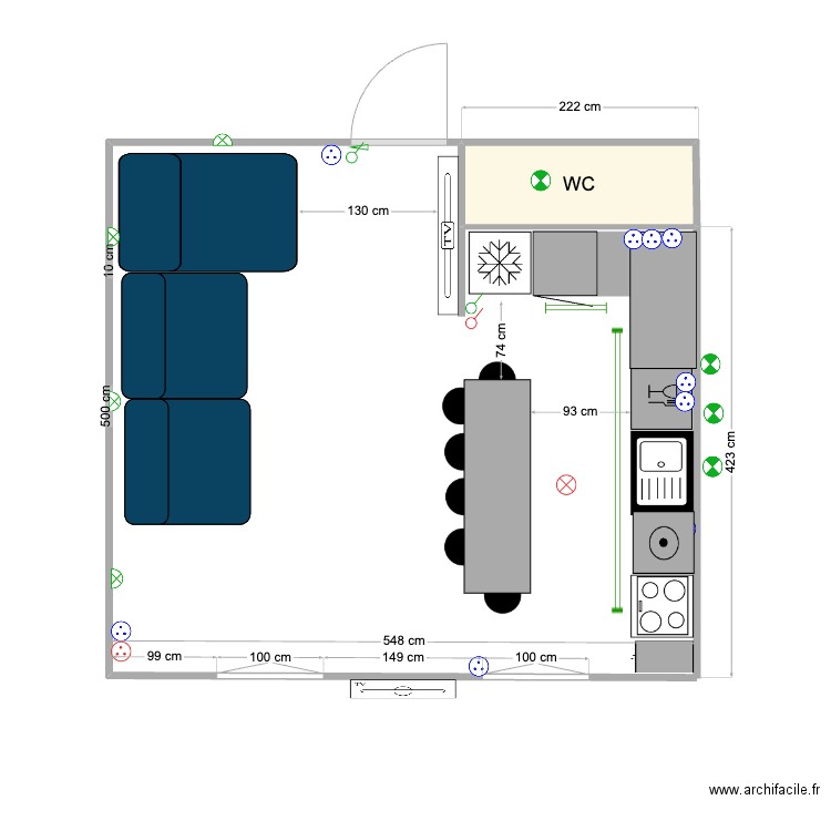 183 BINEAU V1.2. Plan de 1 pièce et 2 m2