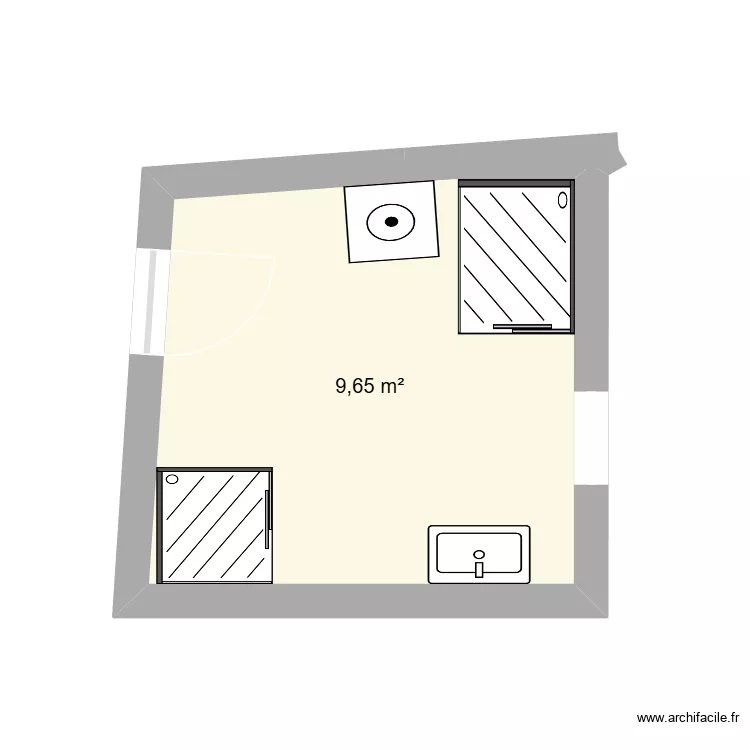 Salle de bains. Plan de 1  et 10 m²