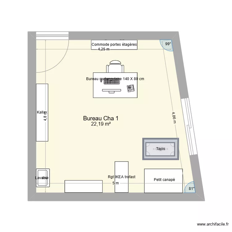 Bureau Cha 1. Plan de 1 et 22 m² Bureau Cha 1. Plan de 1 et 22 m²