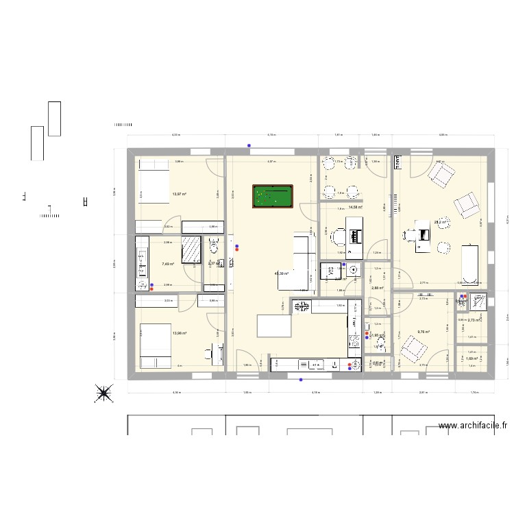 plan version2. Plan de 15 pièces et 146 m2