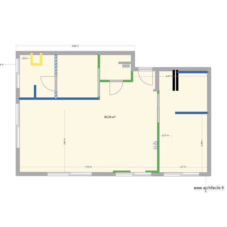 IMMEUBLE RUSSE PLAN 11 Electricité Haute. Plan de 1 pièce et 63 m2