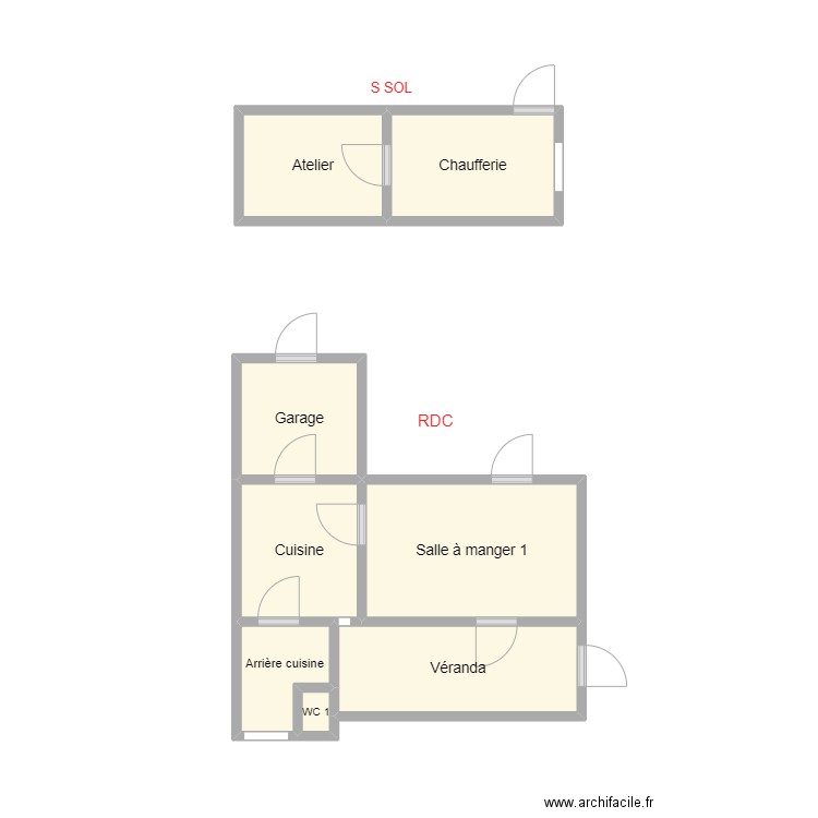 PLAN BILLAND SSOL + RDC. Plan de 8 pièces et 17 m2