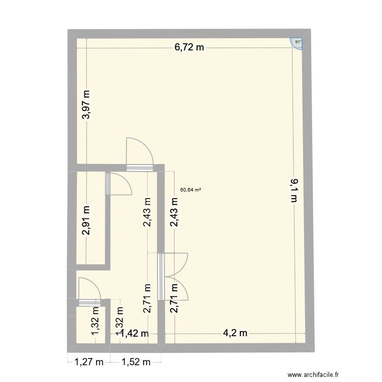 plan sol cité de l\'espérance,10 7100 Haine saint-Paul 2. Plan de 1 pièce et 61 m2