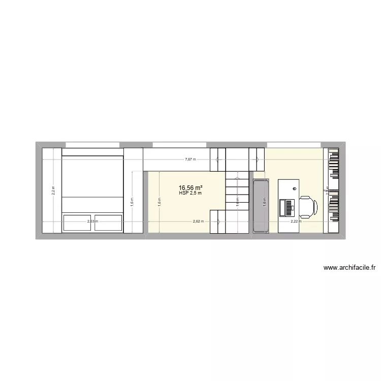 Tiny house &eacute;tage quinter. Plan de 1 pièce et 17 m²