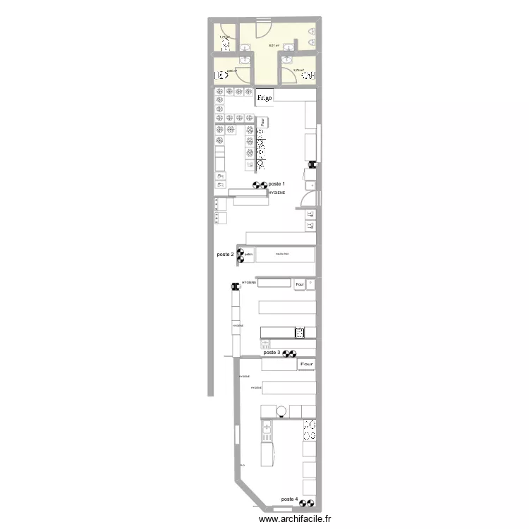bistrot berne. Plan de 4  et 15 m²