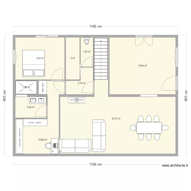 UR ONEA ETAGE apres travaux. Plan de 