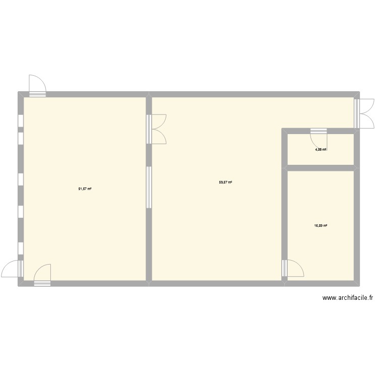 Salle Hanots. Plan de 4 pièces et 133 m2