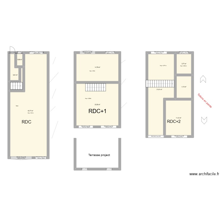 Projet. Plan de 9 pièces et 124 m2