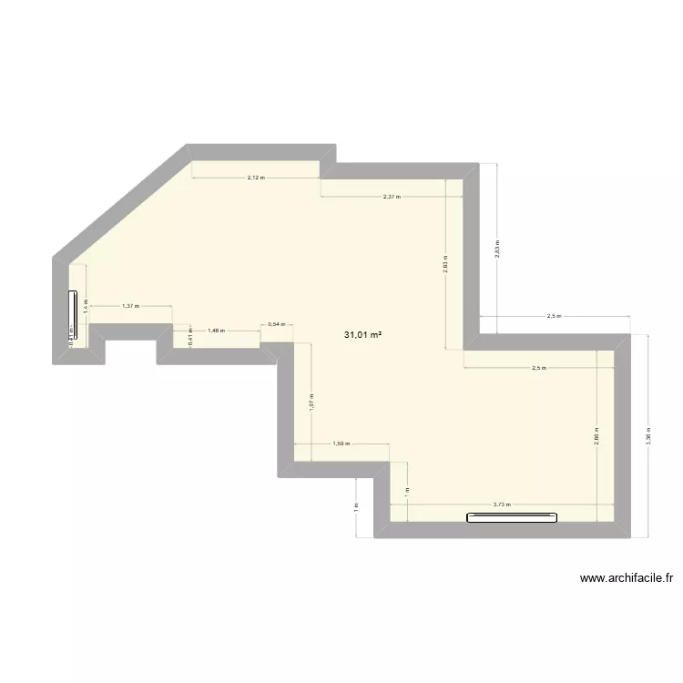 Salon. Plan de 1 Pièce et 31 m²