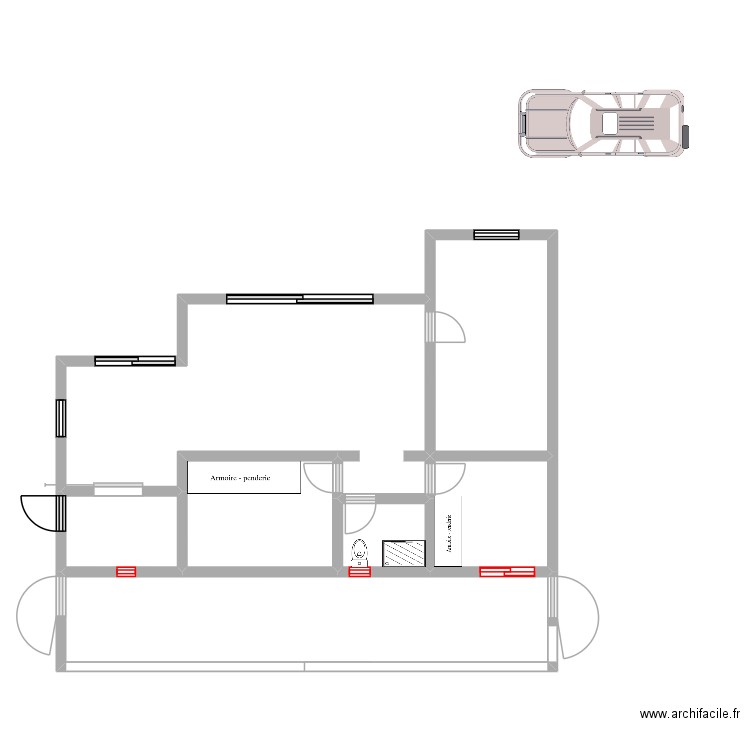 maison. Plan de 7 pièces et 43 m2