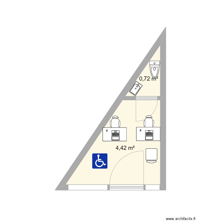 cabinet immobililier le patoux. Plan de 2 pièces et 5 m2