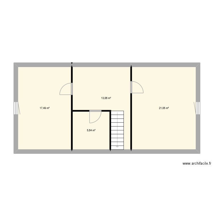 MAISON RIVIERE ETAGE. Plan de 4 pièces et 57 m2