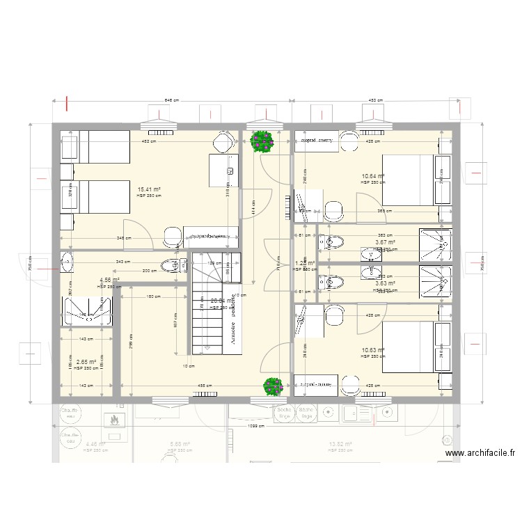 hotel maritime. Plan de 31 pièces et 236 m2