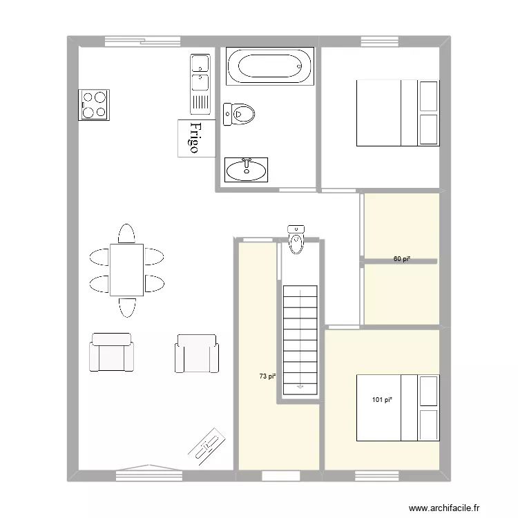 rez de chauss&eacute;e. Plan de 3  et 22 m²