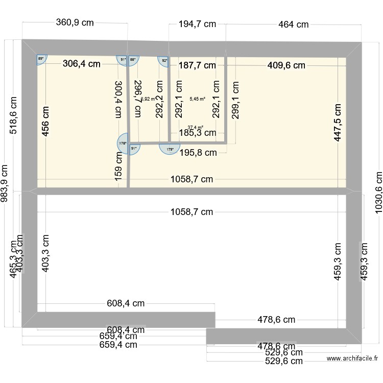 ben 2025 02 26. Plan de 3 pièces et 47 m2