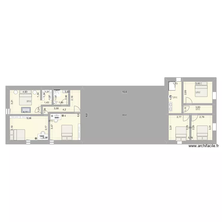 PRESSOIR R+1. Plan de 7  et 167 m²