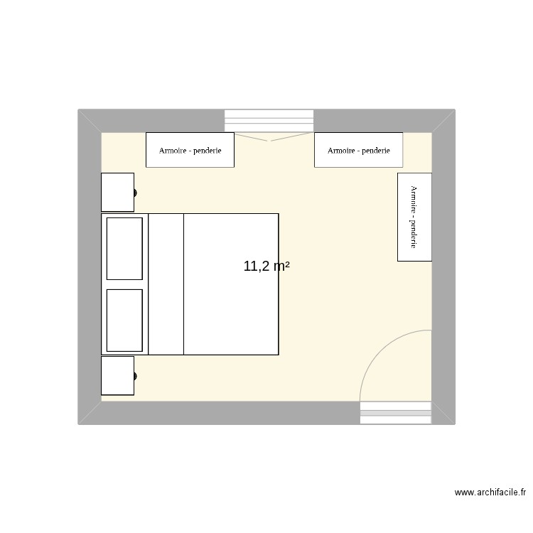 chambre 1. Plan de 1 pièce et 11 m2