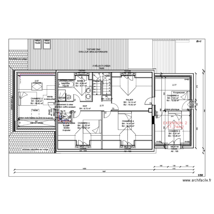R+1  REF PERES PLOMBERIE. Plan de 0 pièce et 0 m2