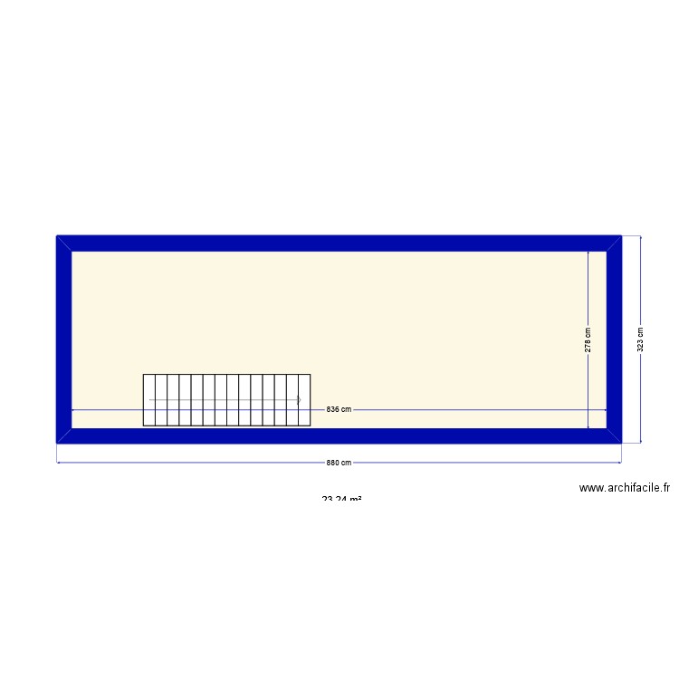 ETAGE. Plan de 1 pièce et 23 m2