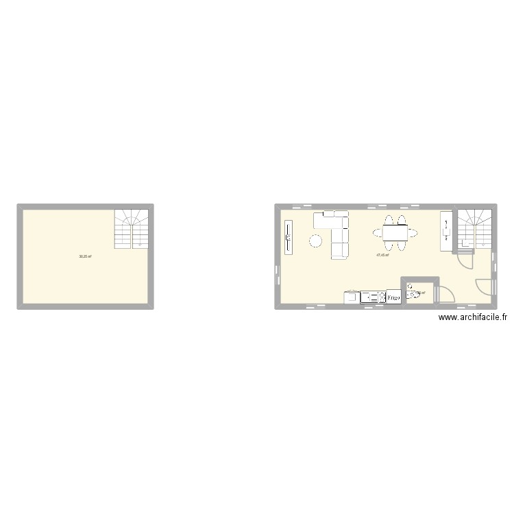 Projet plan 2. Plan de 3 pièces et 79 m2