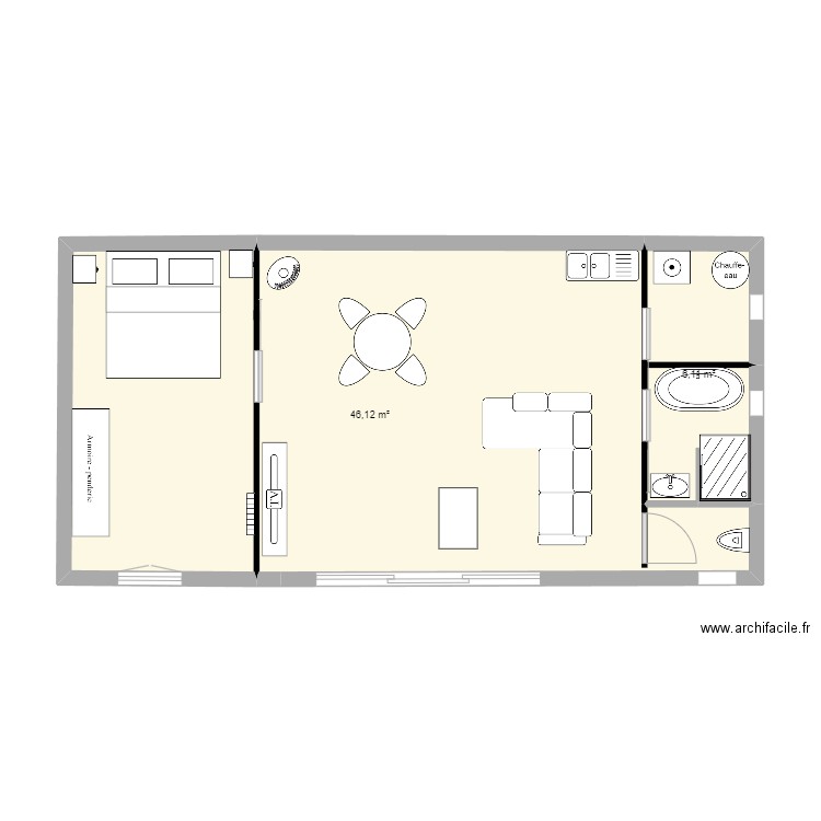 plan 4. Plan de 2 pièces et 52 m2