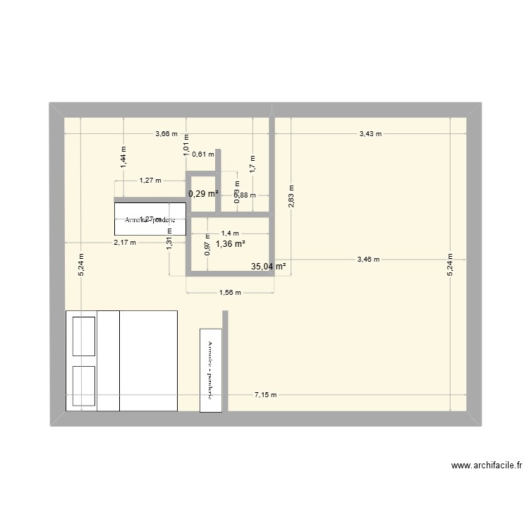 plan appartement1. Plan de 3 pièces et 37 m2