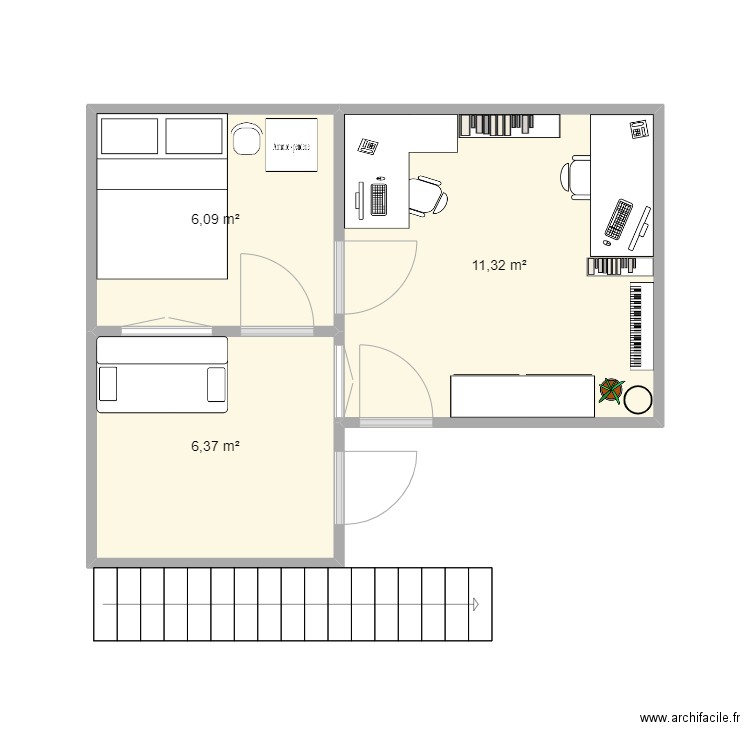 chambre/bureau/dehors. Plan de 0 pièce et 0 m2