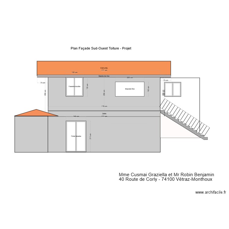 Peinture Façade Sud Ouest Toiture - Projet. Plan de 0 pièce et 0 m2