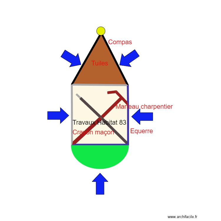 Logo société. Plan de 2 pièces et 6 m2