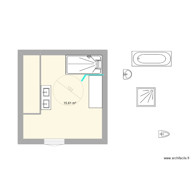 RENARD PROJET. Plan de 1 pièce et 16 m2