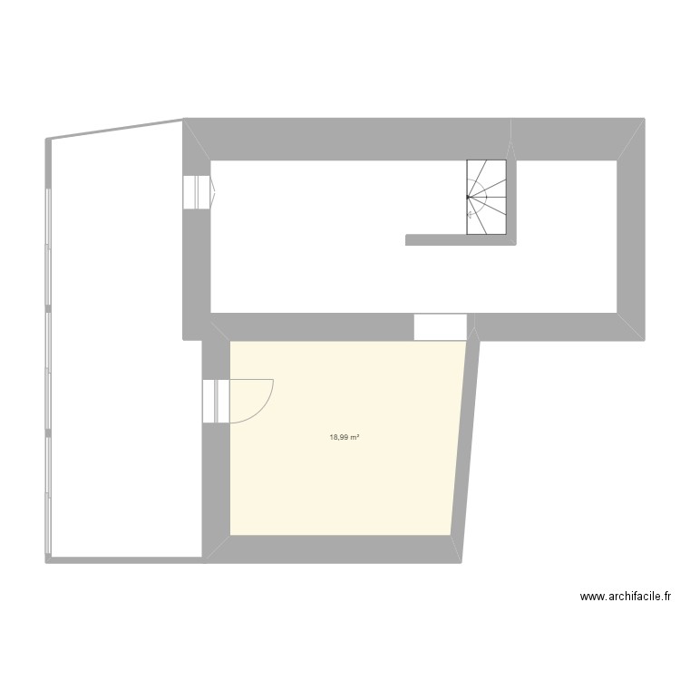 creux rez de chaussée 2. Plan de 1 pièce et 19 m2