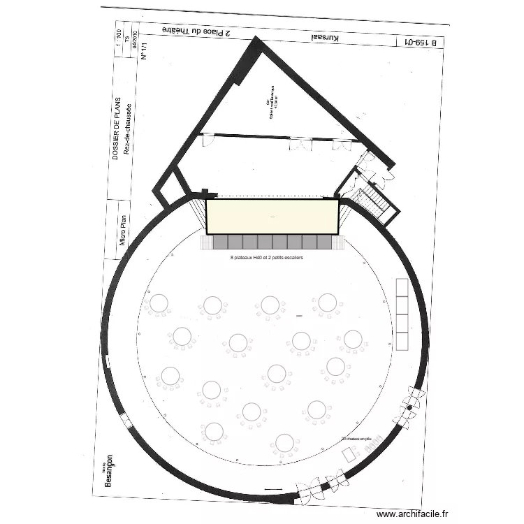 Grande salle 15 tables rondes. Plan de 1 Pièce et 133 m² Grande salle 15 tables rondes. Plan de 1 Pièce et 133 m²
