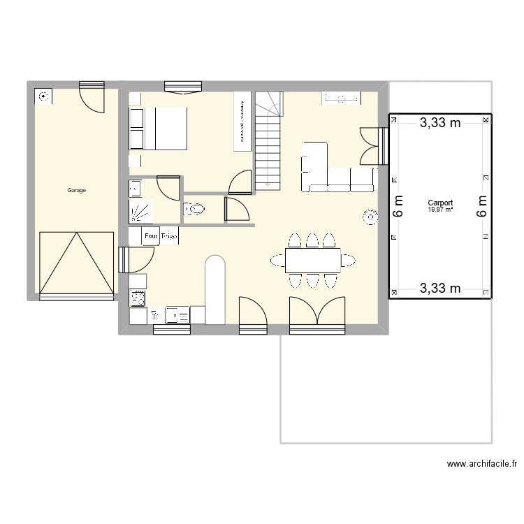 copain. Plan de 6 pièces et 103 m2