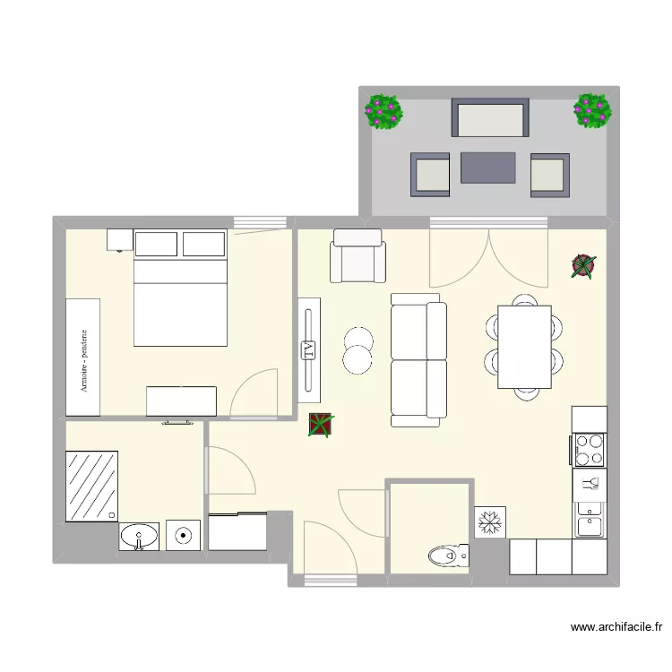 Appartement F2 lot 207 Les S&eacute;lestines &agrave; Colmar. Plan de 
