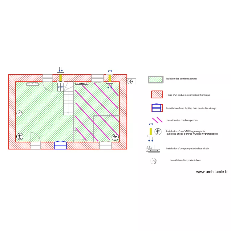 Dubreuilh apr&egrave;s trax (soliha24)sc&eacute;nar 1 &eacute;tape 1. Plan de 4  et 44 m²