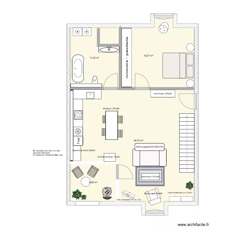 Wohnung Dana - Galerie mit Arbeitsplatz und Leseecke. Plan de 4 Pièces et 85 m² Wohnung Dana - Galerie mit Arbeitsplatz und Leseecke. Plan de 4 Pièces et 85 m²