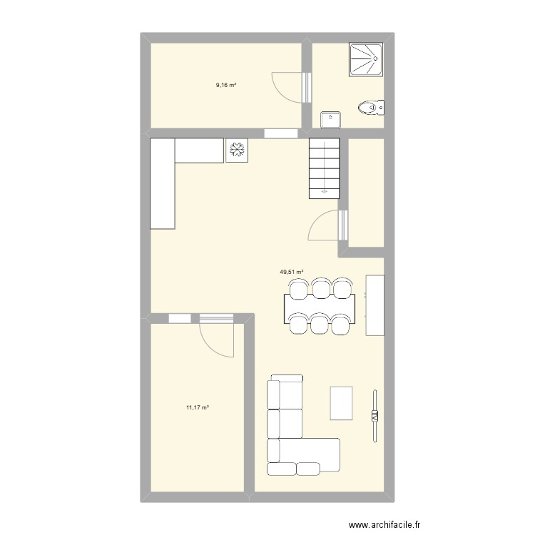 Orchid 42 36. Plan de 3 pièces et 70 m2