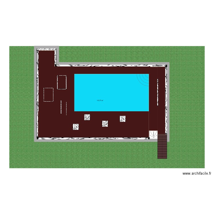 pooludojo2. Plan de 1 pièce et 116 m2
