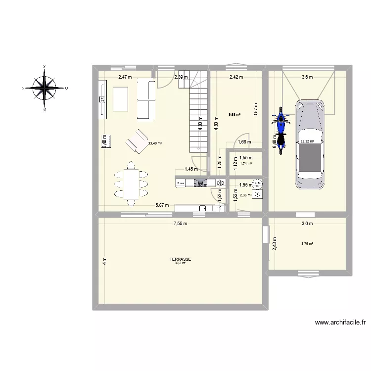 lilian. Plan de 7  et 109 m²