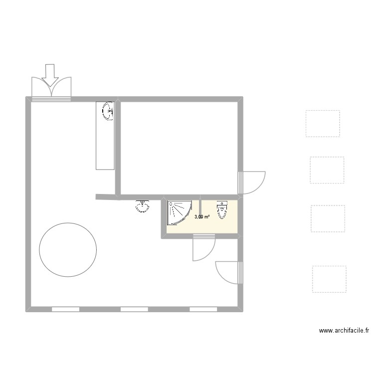 COOPERATIVE. Plan de 1 pièce et 3 m2