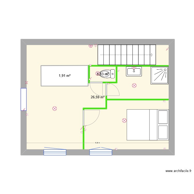 Chanteuges Etrgae 1. Plan de 3 pièces et 33 m2