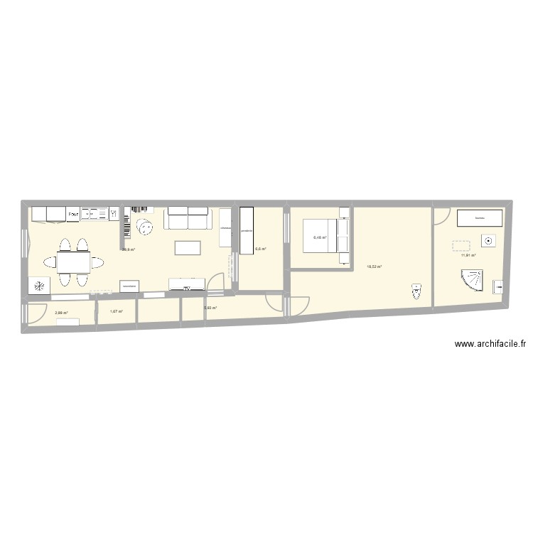 alternative. Plan de 8 pièces et 84 m2