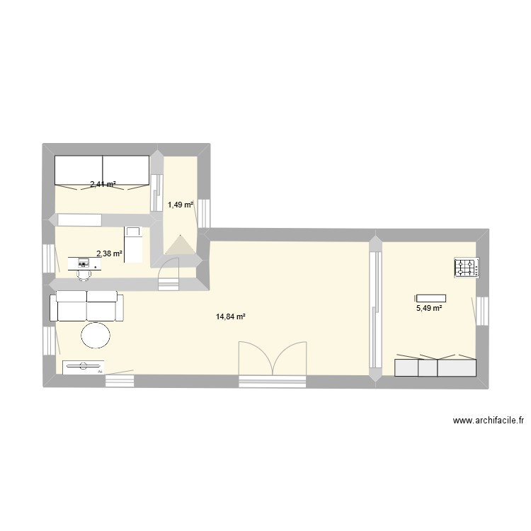 Maison. Plan de 5 pièces et 27 m2