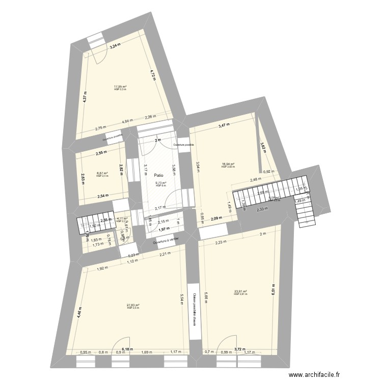 Courthézon - Existant V3. Plan de 36 pièces et 478 m2