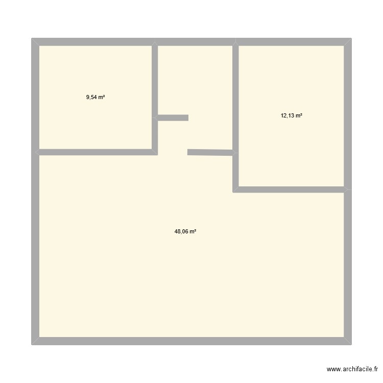 ébauche. Plan de 3 pièces et 70 m2