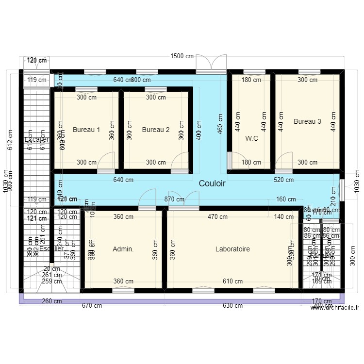 Plan Terrain 10mx15m Clinique client 36 00 67 04. Plan de 21 pièces et 257 m2