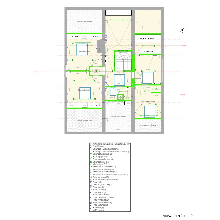 2590 Entredozon - Electricite - V2. Plan de 27 pièces et 508 m2