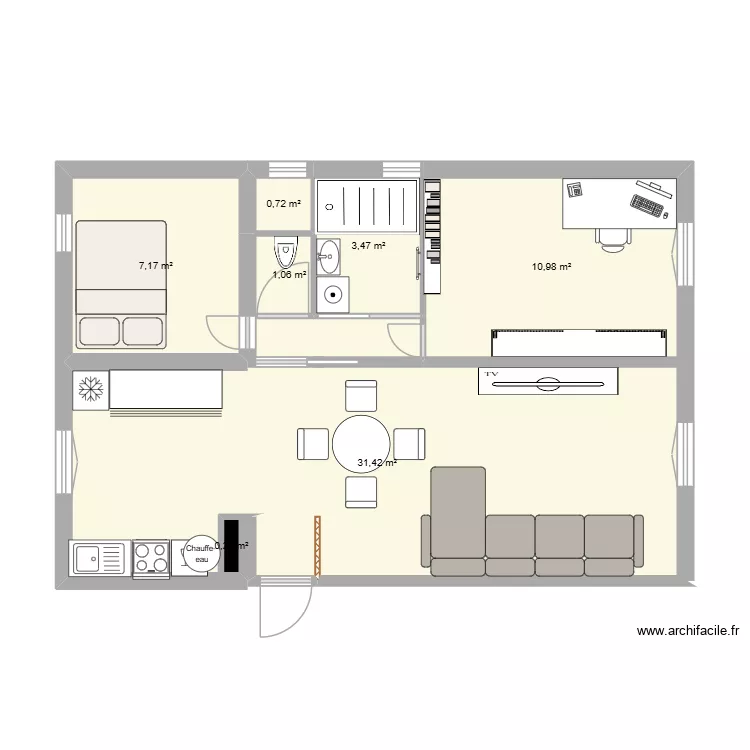 Appartement après rénovation. Plan de 7 Pièces et 55 m² Appartement après rénovation. Plan de 7 Pièces et 55 m²