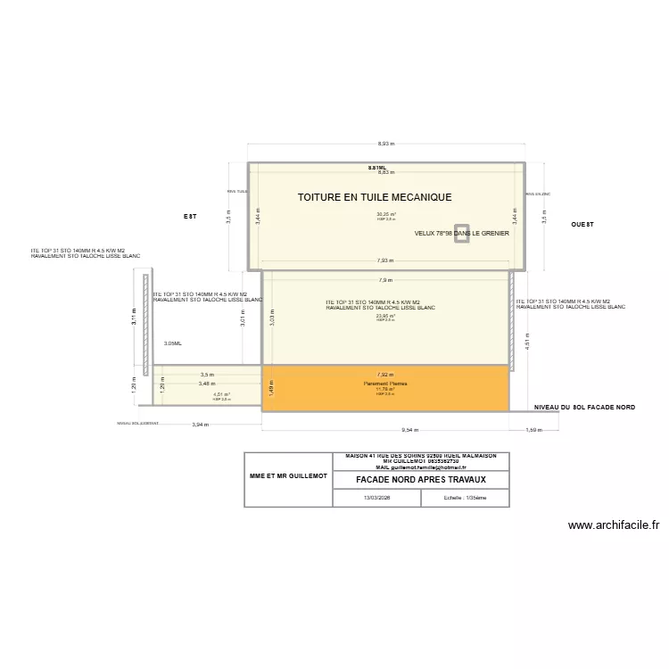 FACADE NORD APRES TRAVAUX 2. Plan de 5  et 71 m²