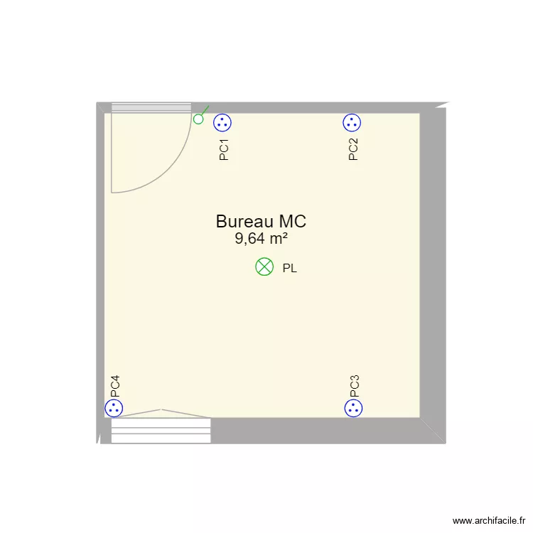 Bureau MC. Plan de 1  et 10 m²